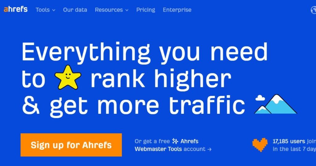 Ahrefs value proposition on homepage