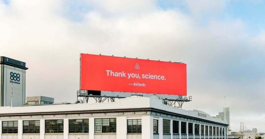 AirBnB huge billboard ad during Covid - Thank You Science