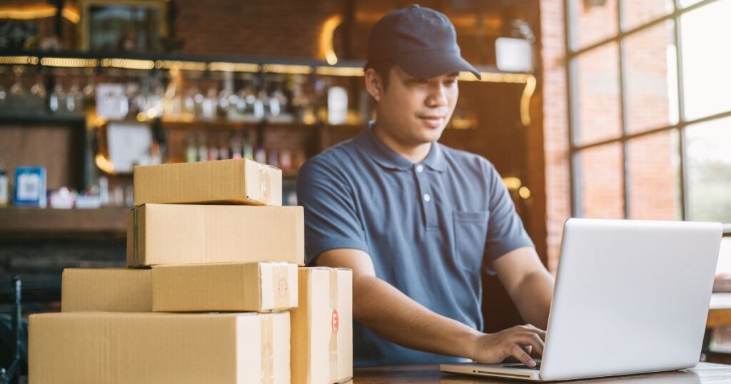 An online vendor preparing to ship orders