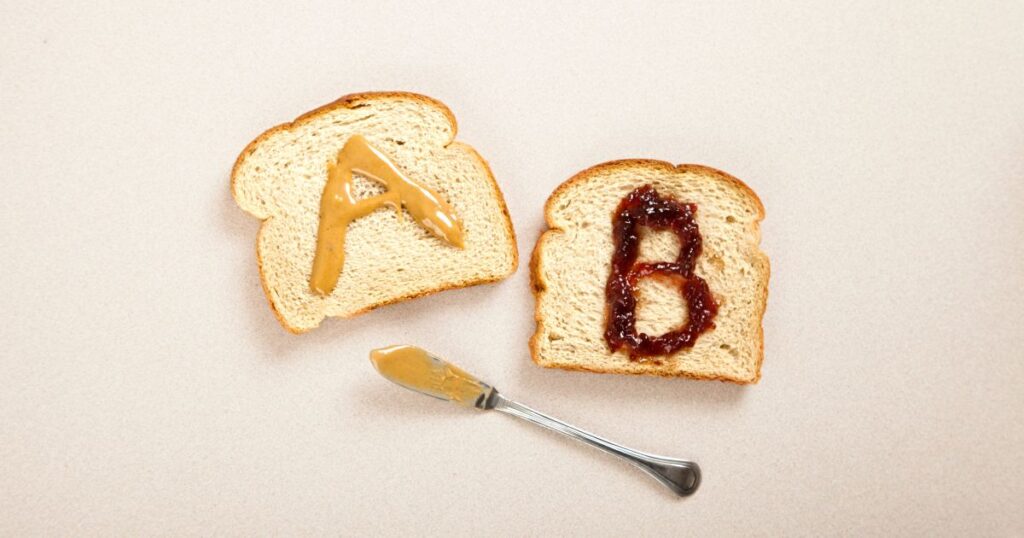 A/B Testing on a peanut butter jelly sandwich