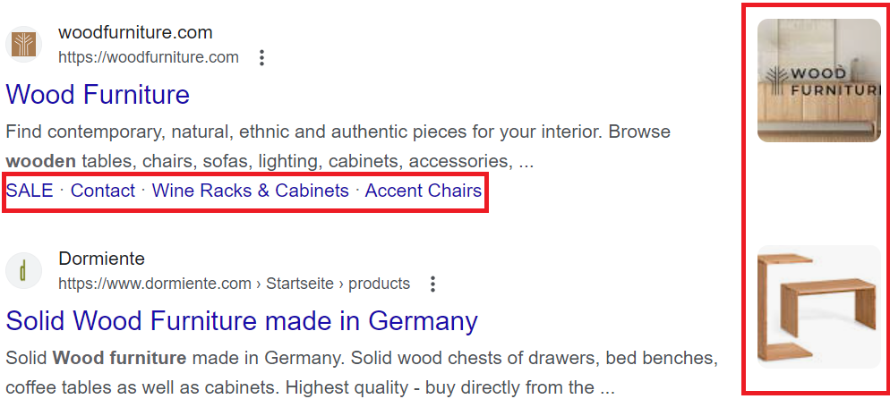 Examples of assets Google Ads (ad extensions)